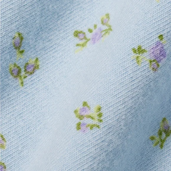 NWT SKIMS Cotton Jersey Tube Top Powder Blue Micro Floral Size Medium - Picture 5 of 6